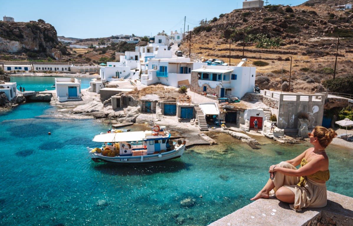 Insel Kimolos Goupa Bootshäuser